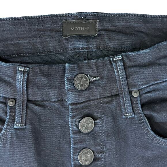 Mother Pixie Ankle Fray Holding Hands Dark Wash Button Fly Skinny Jeans size 24 - Picture 14 of 14